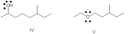 <strong>Which of the following is the correct bond-line structure for CH<sub>3</sub>CHOH(CH<sub>2</sub>)<sub>2</sub>CH(CH<sub>2</sub>CH<sub>3</sub>)<sub> </sub><sub>2</sub>? </strong> A) I B) II C) III D) IV E) V