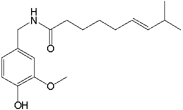 Capsaicin, found in peppers, has the following structure. What is the molecular formula for capsaicin?