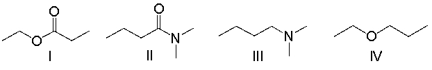 <strong>Which of the following compounds contain an ester functional group? </strong> A) I B) II C) III D) IV E) Both I and IV