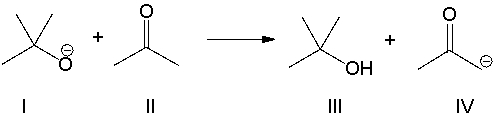 <strong>For the following reaction, which reactant functions as a base? </strong> A) I B) II C) III D) IV E) none of the above