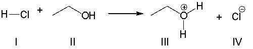 <strong>For the following reaction, which reactant functions as a base? </strong> A) I B) II C) III D) IV E) none of the above