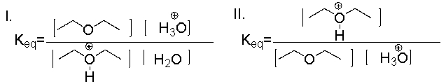 <strong>What is the K<sub>eq</sub> for the following reaction? </strong> A) I B) II C) III D) IV E) Both II & III