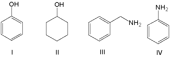<strong>Which of the following compounds is most acidic? </strong> A) I B) II C) III D) IV E) All of these
