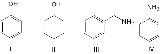 <strong>Which of the following compounds is most basic? </strong> A) I B) II C) III D) IV E) All of these