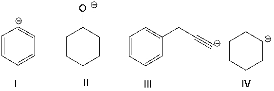 <strong>Which of the following compounds is most basic? </strong> A) I B) II C) III D) IV E) All of these