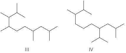 <strong>Which of the following compounds are constitutional isomers? </strong> A) I and II B) II and III C) III and IV D) I and IV