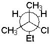 Draw the wedge and dash structure of the following Newman projection.