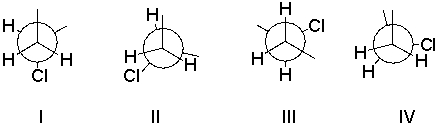 <strong>Which of the following is the highest energy conformer of the following compound? </strong> A) I B) II C) III D) IV