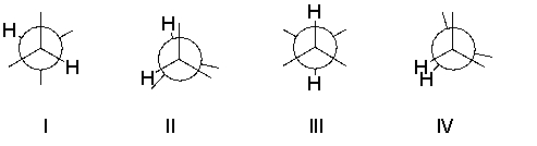 <strong>Which of the following is the highest energy conformer of the following compound? </strong> A) I B) II C) III D) IV