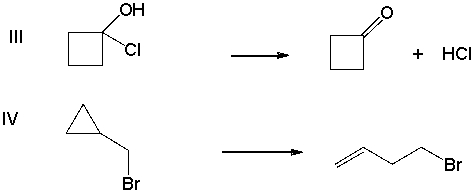 <strong>Of following reactions, which one(s) would you expect to have a negative ∆S? </strong> A) I B) II C) III D) IV E) I and II