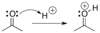 <strong>For the following reaction step, indicate which pattern of arrow pushing it represents. </strong> A) proton transfer B) loss of leaving group C) nucleophilic attack D) rearrangement