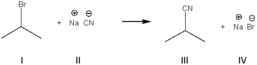 <strong>What is the nucleophile in the following reaction? </strong> A) I B) II C) III D) IV