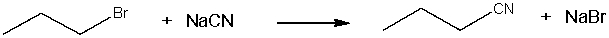 <strong>Which of the following is the rate equation for the following S<sub>N</sub>2 reaction?  </strong> A) Rate = k[1-bromopropane] B) Rate = k[NaCN] C) Rate = k[1-bromopropane] [NaCN] D) Rate = k[1-bromopropane]<sup>2</sup> E) Rate = k[1-bromopropane]<sup>2 </sup>[NaCN]<sup>2</sup> <div style=padding-top: 35px> 