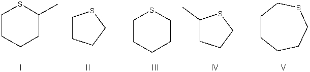 <strong>Predict the product for the following reaction. </strong> A) I B) II C) III D) IV E) V