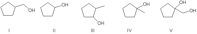 <strong>Give the expected major product of the following reaction.    </strong> A) I B) II C) III D) IV E) V <div style=padding-top: 35px> 