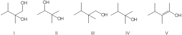 <strong>Identify the expected major product of the following reaction.    </strong> A) I B) II C) III D) IV E) V <div style=padding-top: 35px> 