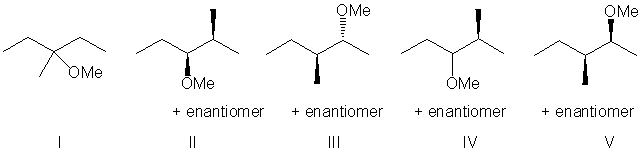 <strong>What is the expected major product for the following reaction?    </strong> A) I B) II C) III D) IV E) V <div style=padding-top: 35px> 