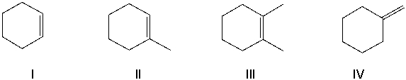 <strong>Identify the compound that would react most rapidly with a dilute aqueous solution of H<sub>2</sub>SO<sub>4</sub>.  </strong> A) I B) II C) III D) IV <div style=padding-top: 35px> 