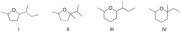 <strong>Which of the following is the major product of the reaction shown?    </strong> A) I B) II C) III D) IV <div style=padding-top: 35px> 