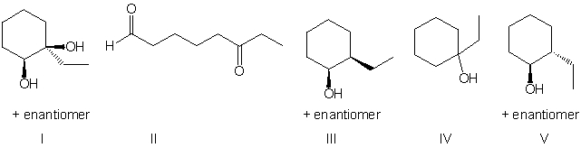 <strong>What is the expected major product for the following reaction sequence?    </strong> A) I B) II C) III D) IV E) V <div style=padding-top: 35px> 