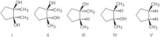 Treatment of 1,2-dimethylcyclopentene with OsO<sub>4</sub>, followed by aqueous NaHSO<sub>3</sub>, produces which of the following?