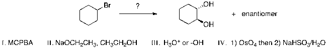 Which is the correct sequence of steps necessary to complete the following reaction?