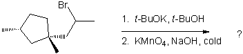 For the following reaction sequence, identify the expected major organic products and provide their stereochemical relationship.