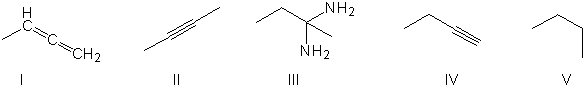 <strong>Identify the major product. </strong> A) I B) II C) III D) IV E) V