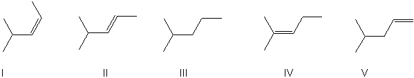 <strong>For the reaction shown, select the expected major organic product. </strong> A) I B) II C) III D) IV E) V