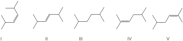 <strong>For the reaction shown, select the expected major organic product. </strong> A) I B) II C) III D) IV E) V