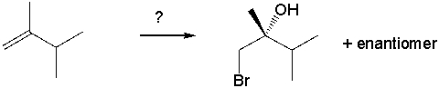 <strong>Select the best reagents for the reaction below. </strong> A) HBr B) Br<sub>2</sub>/H<sub>2</sub>O C) Br<sub>2</sub>, CCl<sub>4</sub> D) HBr/ROOR E) h \upsilon /NBS