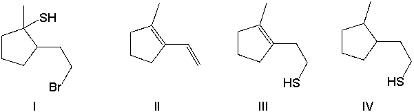 <strong>Provide the major product(s) for the following synthesis. </strong> A) I B) II C) III D) IV E) I and III