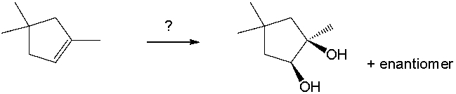 <strong>Select the best reagents for the reaction below. </strong> A) 1. OsO<sub>4</sub>; 2. NaHSO<sub>3</sub>, H<sub>2</sub>O B) 1. Hg(OAc)<sub>2</sub>, H<sub>2</sub>O; 2. NaBH<sub>4</sub> C) 1. RCO<sub>3</sub>H; 2. H<sub>3</sub>O<sup>+</sup> D) H<sub>2</sub>SO<sub>4</sub>, H<sub>2</sub>O E) 1. O<sub>3</sub>; 2. DMS