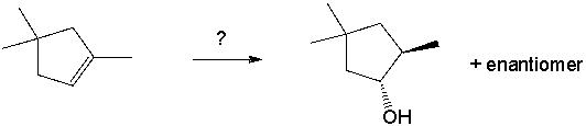 <strong>Select the best reagents for the reaction below. </strong> A) 1. OsO<sub>4</sub>; 2. NaHSO<sub>3</sub>, H<sub>2</sub>O B) 1. Hg(OAc)<sub>2</sub>, H<sub>2</sub>O; 2. NaBH<sub>4</sub> C) 1. RCO<sub>3</sub>H; 2. H<sub>3</sub>O<sup>+</sup> D) 1. BH<sub>3</sub>∙THF; 2. H<sub>2</sub>O<sub>2</sub>, NaOH E) 1. O<sub>3</sub>; 2. DMS