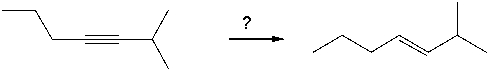 <strong>Select the best reagents for the reaction below. </strong> A) 1. OsO<sub>4</sub>; 2. NaHSO<sub>3</sub>, H<sub>2</sub>O B) NaNH<sub>2</sub> C) H<sub>2</sub>, Pt D) Na, NH<sub>3</sub>(l) E) H<sub>2</sub>, Lindlar's catalyst