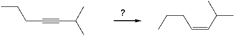 <strong>Select the best reagents for the reaction below. </strong> A) 1. OsO<sub>4</sub>; 2. NaHSO<sub>3</sub>, H<sub>2</sub>O B) NaNH<sub>2</sub> C) H<sub>2</sub>, Pt D) Na, NH<sub>3</sub>(l) E) H<sub>2</sub>, Lindlar's catalyst