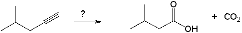 <strong>Select the best reagents for the reaction below. </strong> A) 1. OsO<sub>4</sub>; 2. NaHSO<sub>3</sub>, H<sub>2</sub>O B) H<sub>2</sub>SO<sub>4</sub>, H<sub>2</sub>O, HgSO<sub>4</sub> C) NaOH D) excess NaNH<sub>2</sub> E) 1. O<sub>3</sub>; 2. H<sub>2</sub>O