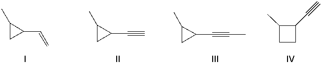 <strong>Predict the major product(s) for the following reaction. </strong> A) I B) II C) III D) IV E) II and III