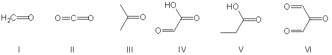 <strong>Predict the products of the following reaction. </strong> A) I, III, and IV B) II, III, and IV C) I, III, and V D) II, IV, and VI E) III and IV