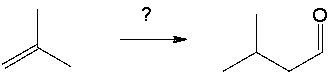 <strong>Which of the following sequences converts 2-methylpropene and sodium acetylide into 3-methylbutanal? </strong> A) 1. HBr; 2. NaCCH; 3. O<sub>3</sub>; 4. H<sub>2</sub>O B) 1. HBr; 2. NaCCH; 3. O<sub>3</sub>; 4. DMS C) 1. HBr, ROOR; 2. NaCCH; 3. O<sub>3</sub>; 4. H<sub>2</sub>O D) 1. HBr, ROOR; 2. NaCCH; 3. H<sub>2</sub>/Ni<sub>2</sub>B 4. O<sub>3</sub>; 5. DMS E) 1. NaCCH; 2. H<sub>2</sub>/Ni<sub>2</sub>B; 3. O<sub>3</sub>; 4. DMS