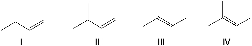 <strong>Which of the following alkenes cannot be converted into an alkyne by reacting it with bromine followed by an excess of sodium amide and then with water? </strong> A) I B) II C) III D) IV E) III and IV