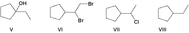 <strong>Perform a retrosynthetic analysis by working backwards two steps in the synthesis below. Identify possible combinations of A and B that can lead to the alkyne (C). </strong> A) B = I and A = VI B) B = VI and A = I C) B = III and A = VII D) B = IV and A = VII E) B = VI and A = VIII