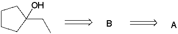 <strong>Perform a retrosynthetic analysis by working backwards two steps in the synthesis below. Identify possible combinations of A and B that can lead to the alcohol (C). </strong> A) B = I and A = VI B) B = VI and A = I C) B = III and A = VII D) B = VII and A = II E) B = VIII and A = V