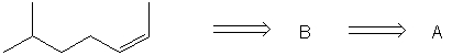<strong>Perform a retrosynthetic analysis by working backwards two steps in the synthesis below. Identify possible combinations of A and B that can lead to the alkene (C). </strong> A) B = I and A = IV B) B = II and A = VI C) B = III and A = I D) B = I and A = VI E) B = III and A = II