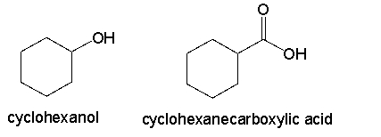 How can you distinguish between cyclohexanol and cyclohexanecarboxylic acid using IR spectroscopy?  <div style=padding-top: 35px> 