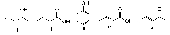 <strong>Which one of the following compounds is consistent with the following IR spectrum?   SDBS: National Institute of Advanced Industrial Science and Technology  </strong> A) I B) II C) III D) IV E) V <div style=padding-top: 35px> 