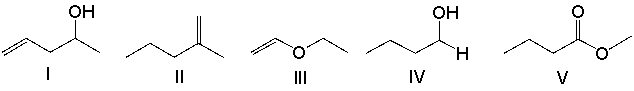 <strong>Which one of the following compounds is consistent with the following IR spectrum?   SDBS: National Institute of Advanced Industrial Science and Technology  </strong> A) I B) II C) III D) IV E) V <div style=padding-top: 35px> 