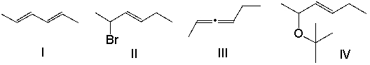 <strong>Predict the product(s) for the following reaction. </strong> A) I B) II C) III D) IV E) both I & III