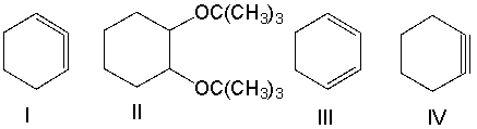 <strong>Predict the product(s) for the following reaction. </strong> A) I B) II C) III D) IV E) both I & III