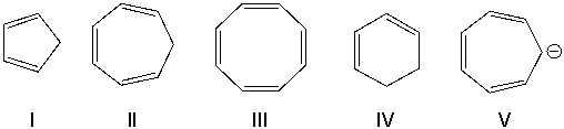 <strong>Identify the structure that is an annulene. </strong> A) I B) II C) III D) IV E) V